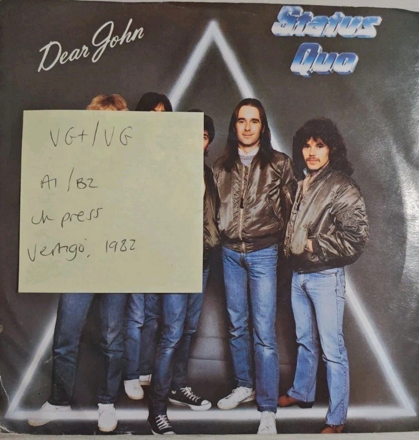 Status Quo Dear John Vinyl Record 7" VG+/VG QUO 7 1982 sleeve Status Quo Dear John Vinyl Record 7" VG+/VG QUO 7 1982 sleeve