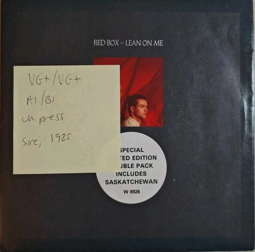 Red Box Lean On Me / Stinging Bee Vinyl Record 7" VG+/VG+ W 8926 1985 sleeve Red Box Lean On Me / Stinging Bee Vinyl Record 7" VG+/VG+ W 8926 1985 sleeve