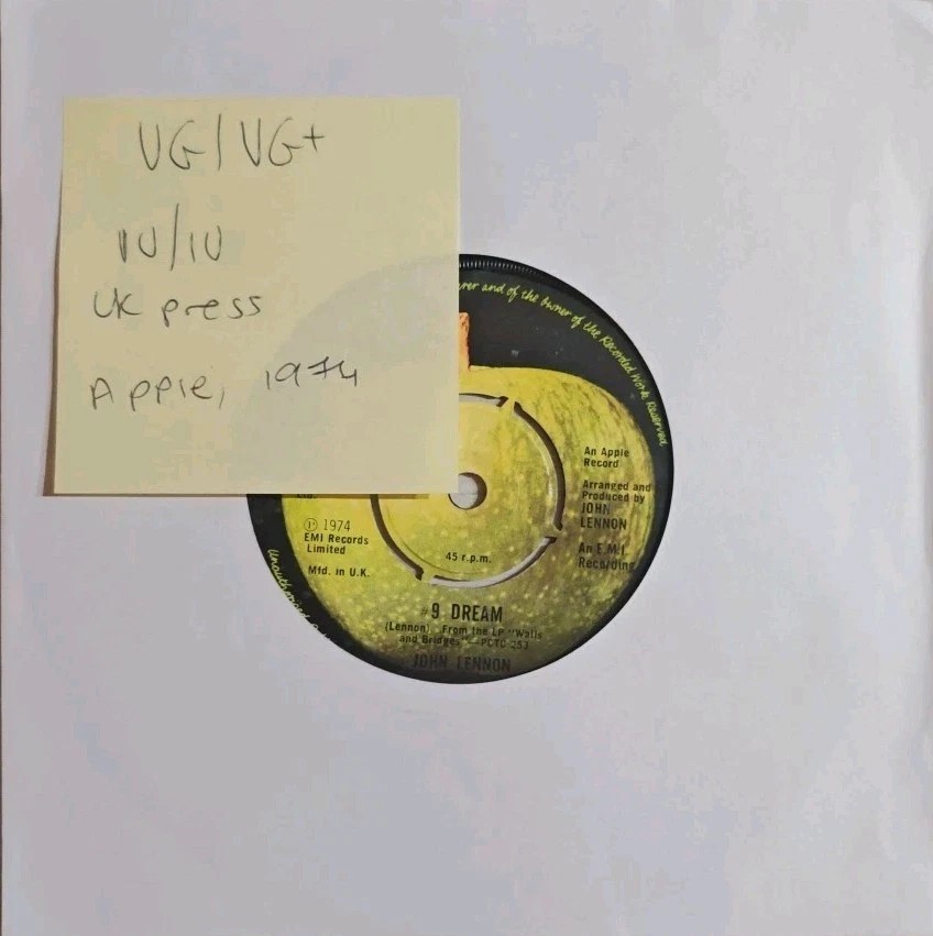 John Lennon 9 Dream/ What You Got Vinyl Record 7" VG/VG+ R 6003 1974 sleeve John Lennon 9 Dream/ What You Got Vinyl Record 7" VG/VG+ R 6003 1974 sleeve