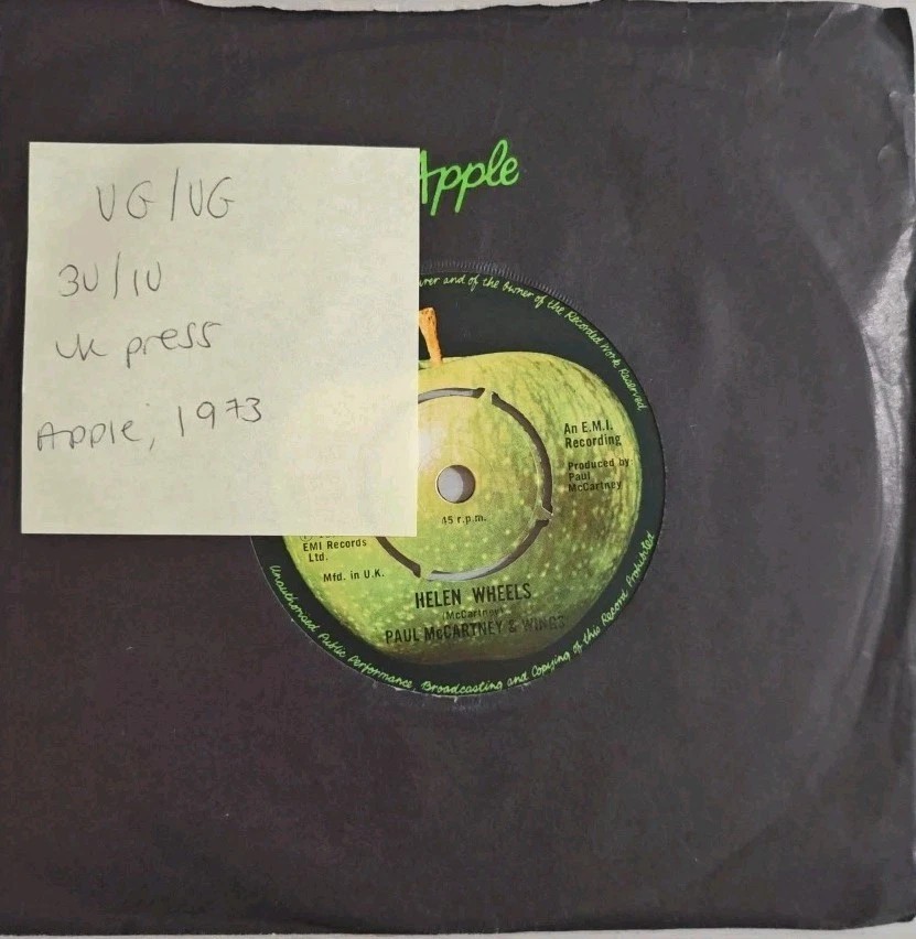 Paul McCartney & Wings Helen Wheels/Country Dreamer Vinyl Record 7" VG/VG R5993 sleeve Paul McCartney & Wings Helen Wheels/Country Dreamer Vinyl Record 7" VG/VG R5993 sleeve