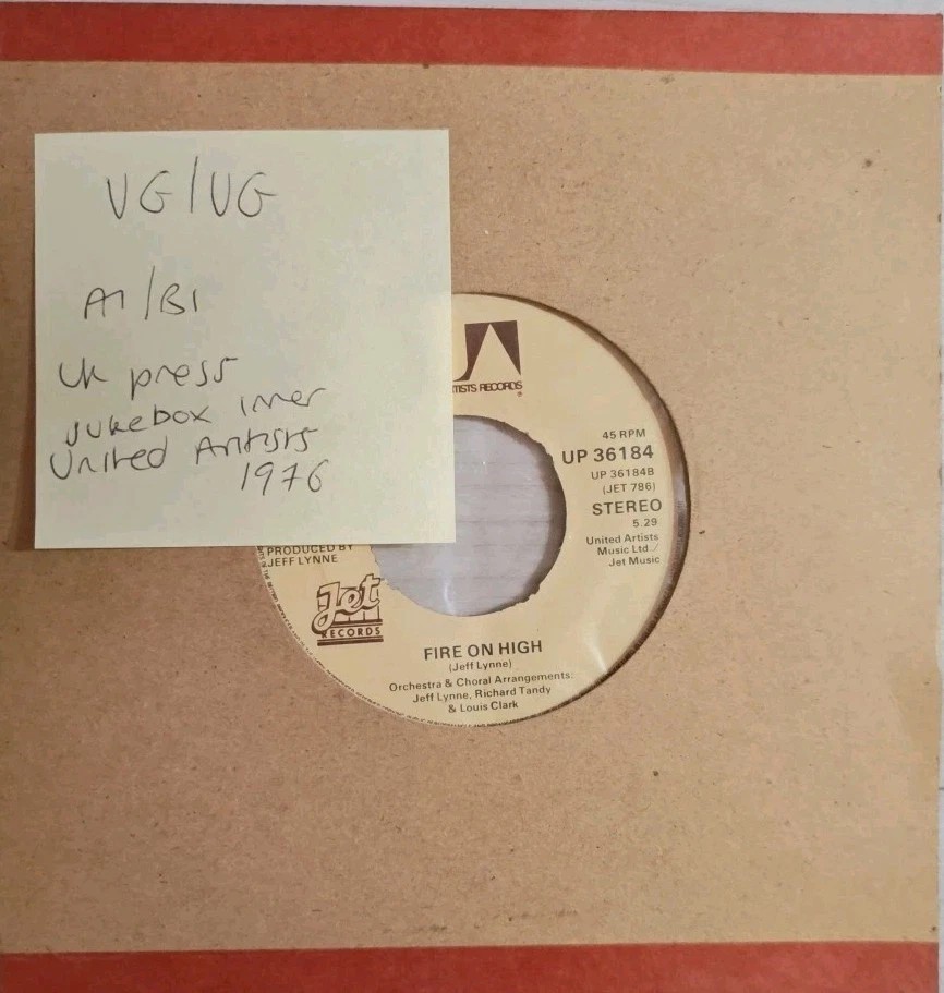 Electric Light Orchestra Livin Thing Vinyl Record 7" VG/VG UP36184 1976 sleeve Electric Light Orchestra Livin Thing Vinyl Record 7" VG/VG UP36184 1976 sleeve