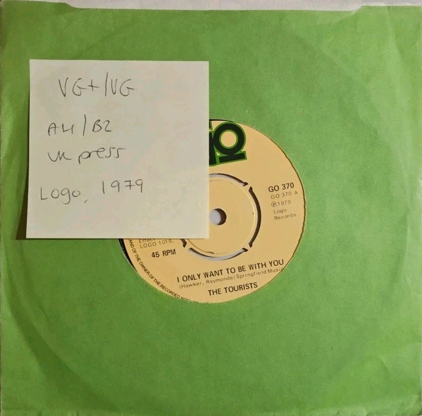 The Tourists I Only Want To Be With You Vinyl Record 7" VG+/VG GO 370 1979 vinyl record sleeve The Tourists I Only Want To Be With You Vinyl Record 7" VG+/VG GO 370 1979 vinyl record sleeve