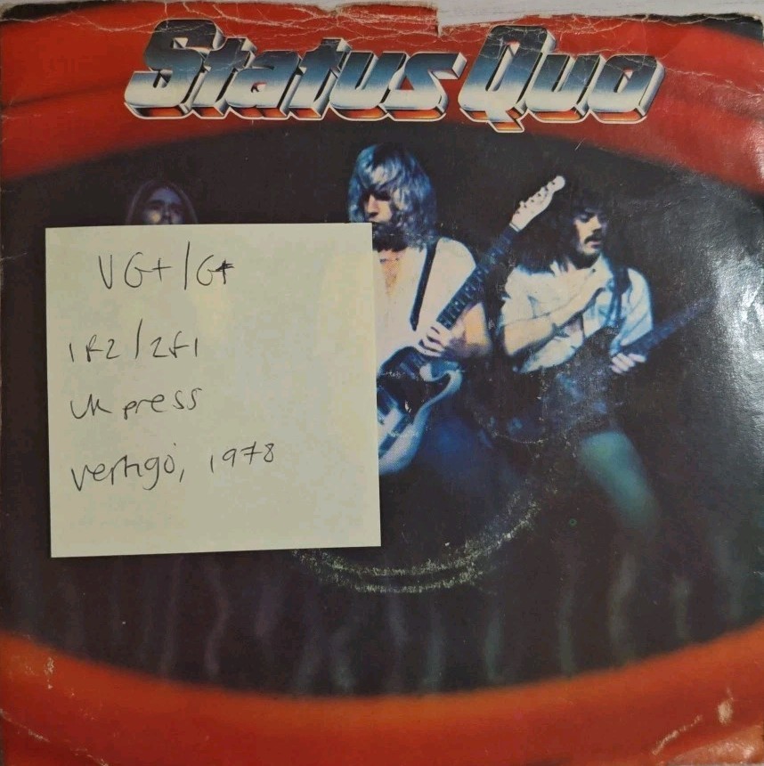 Status Quo Accident Prone/ Let Me Fly Vinyl Record 7" VG+/G+ QUO 2 sleeve Status Quo Accident Prone/ Let Me Fly Vinyl Record 7" VG+/G+ QUO 2 sleeve