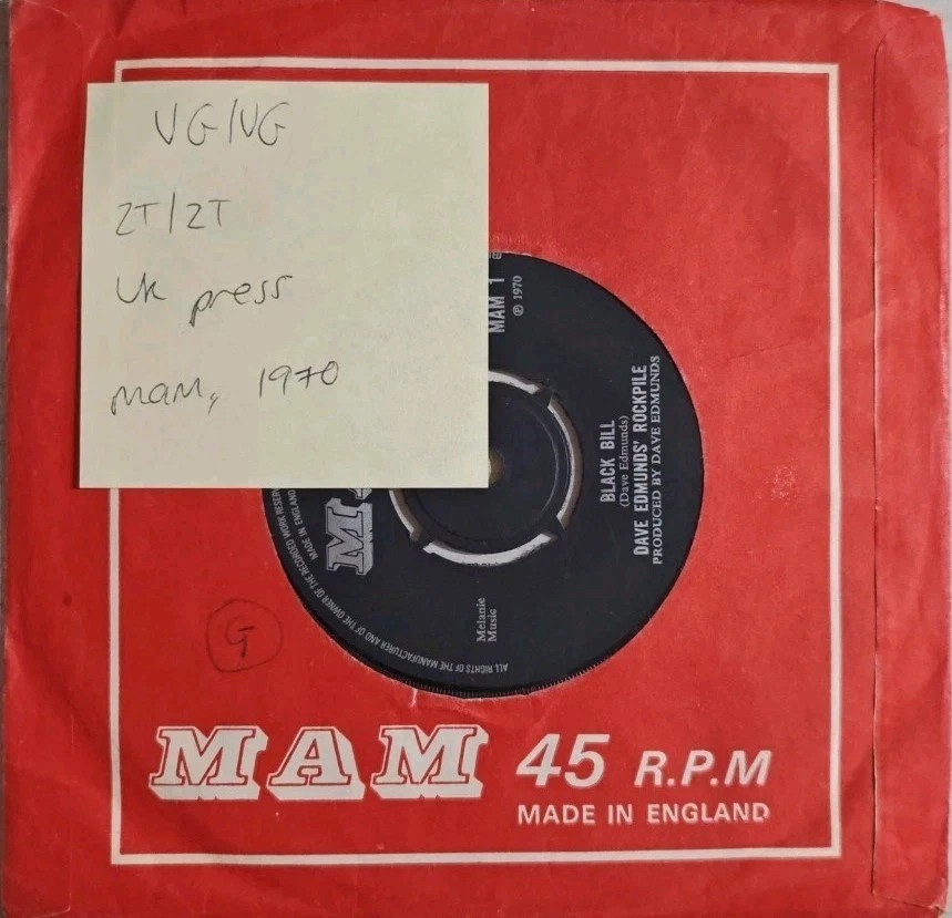 Dave Edmunds Black Bill Vinyl Record 7" VG/VG MAM 1 1970 sleeve Dave Edmunds Black Bill Vinyl Record 7" VG/VG MAM 1 1970 sleeve