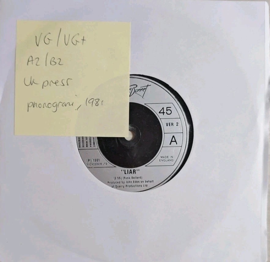 Graham Bennett Liar Vinyl Record 7" VG/VG+ VER 2 1981 sleeve Graham Bennett Liar Vinyl Record 7" VG/VG+ VER 2 1981 sleeve