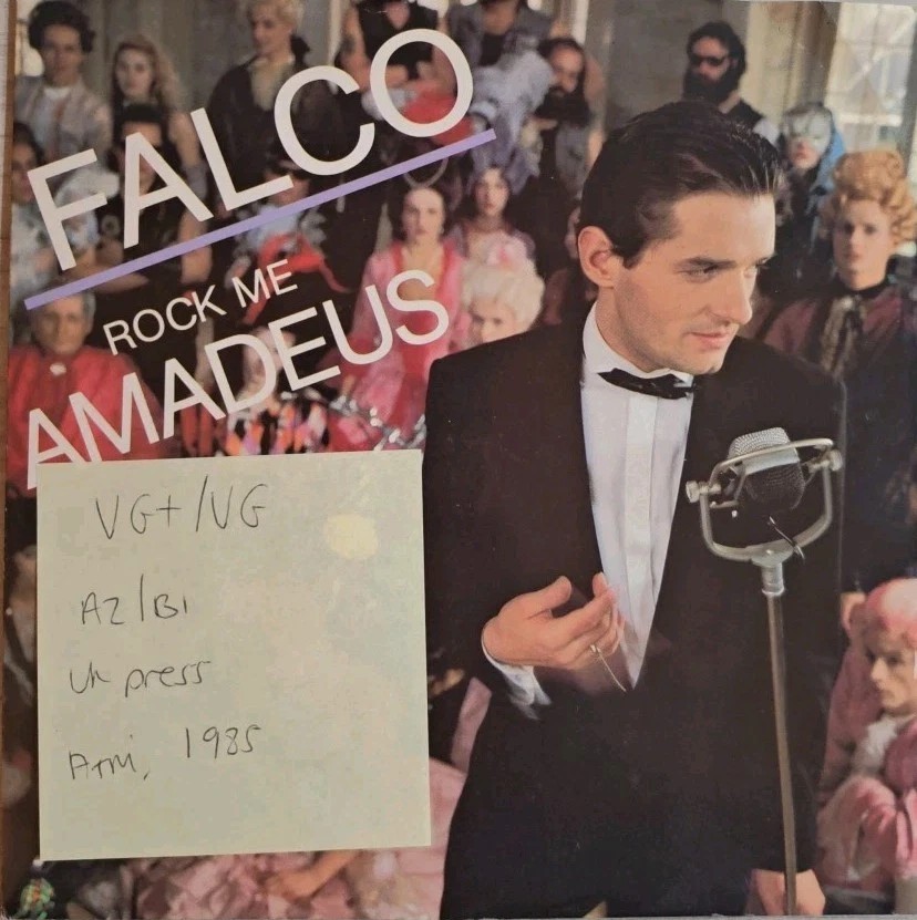 Falco Rock Me Amadeus Vinyl Record 7" VG+/VG AM 278 1985 sleeve Falco Rock Me Amadeus Vinyl Record 7" VG+/VG AM 278 1985 sleeve
