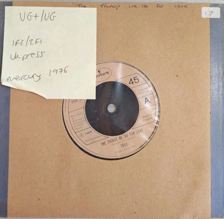 10cc The Things we do for love/Hot to Trot Vinyl Record 7" VG+/VG 6008022 sleeve 10cc The Things we do for love/Hot to Trot Vinyl Record 7" VG+/VG 6008022 sleeve