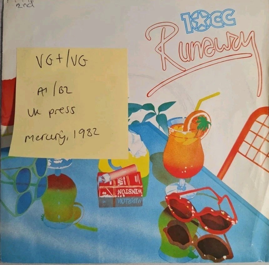 10cc Runaway Vinyl Record 7" VG+/VG MER 113 1982 sleeve 10cc Runaway Vinyl Record 7" VG+/VG MER 113 1982 sleeve