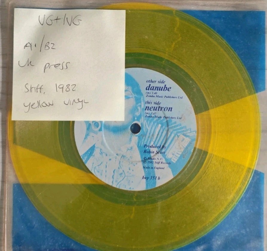 Robin Scott Danube / Neutron Yellow Vinyl Record 7" VG+/VG BUY151 1982 sleeve Robin Scott Danube / Neutron Yellow Vinyl Record 7" VG+/VG BUY151 1982 sleeve