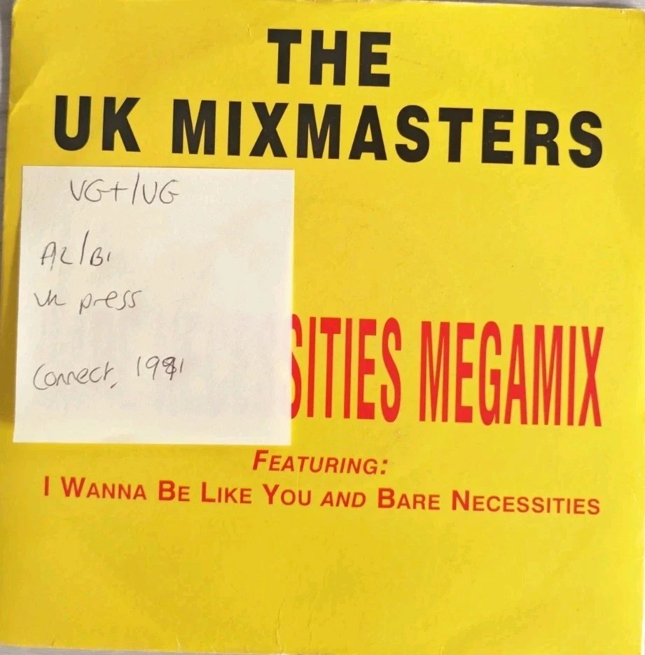 UK Mixmasters Bare Necessities Megamix Vinyl Record 7" VG+/VG ZB45135 1991 sleeve UK Mixmasters Bare Necessities Megamix Vinyl Record 7" VG+/VG ZB45135 1991 sleeve