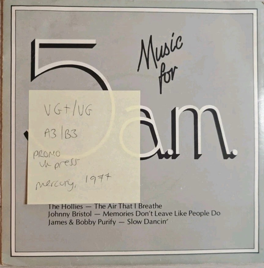 Various Music For 5 a.m. Vinyl Record 7" VG+/VG YARD 002 1977 sleeve Various Music For 5 a.m. Vinyl Record 7" VG+/VG YARD 002 1977 sleeve