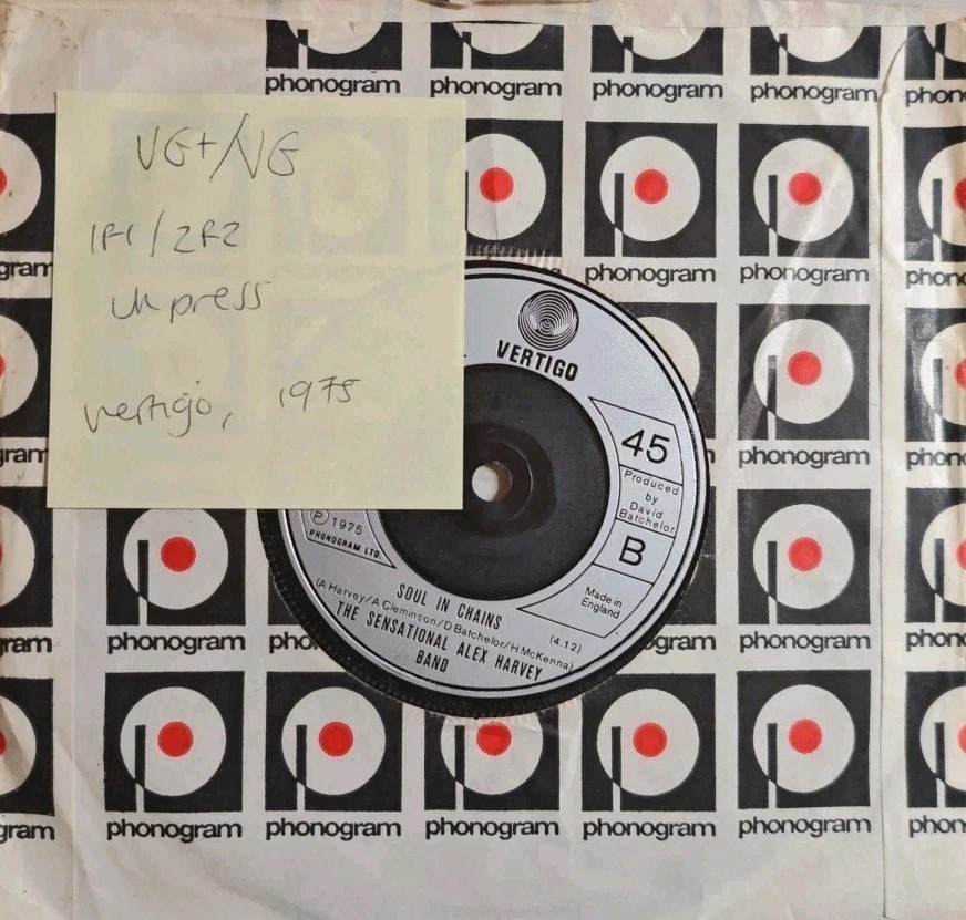 The Sensational Alex Harvey Band Delilah Vinyl Record 7" VG+/VG ALEX 001 1975 sleeve The Sensational Alex Harvey Band Delilah Vinyl Record 7" VG+/VG ALEX 001 1975 sleeve