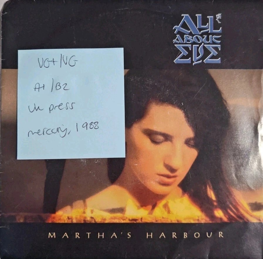 All About Eve Martha's Harbour Vinyl Record 7" VG+/VG EVEN8 1988 sleeve All About Eve Martha's Harbour Vinyl Record 7" VG+/VG EVEN8 1988 sleeve