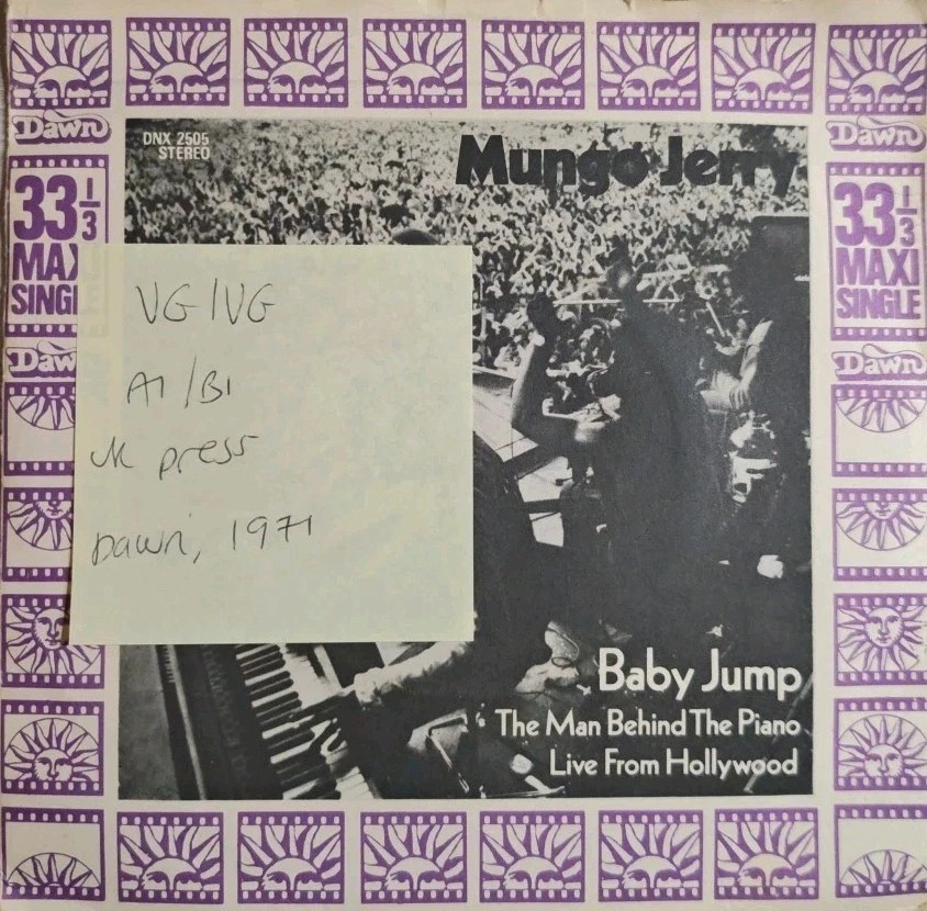 Mungo Jerry Baby Jump Vinyl Record 7" VG/VG DNX 2505 1971 sleeve Mungo Jerry Baby Jump Vinyl Record 7" VG/VG DNX 2505 1971 sleeve