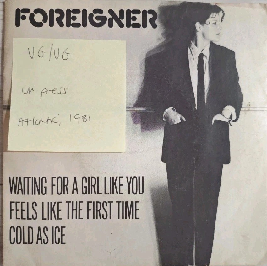 Foreigner Waiting For A Girl Like You Vinyl Record 7" VG/VG K11696 1981 sleeve Foreigner Waiting For A Girl Like You Vinyl Record 7" VG/VG K11696 1981 sleeve