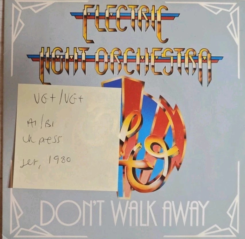 Electric Light Orchestra Don't Walk Away Vinyl Record 7" VG+/VG JET7004 1980 sleeve Electric Light Orchestra Don't Walk Away Vinyl Record 7" VG+/VG JET7004 1980 sleeve