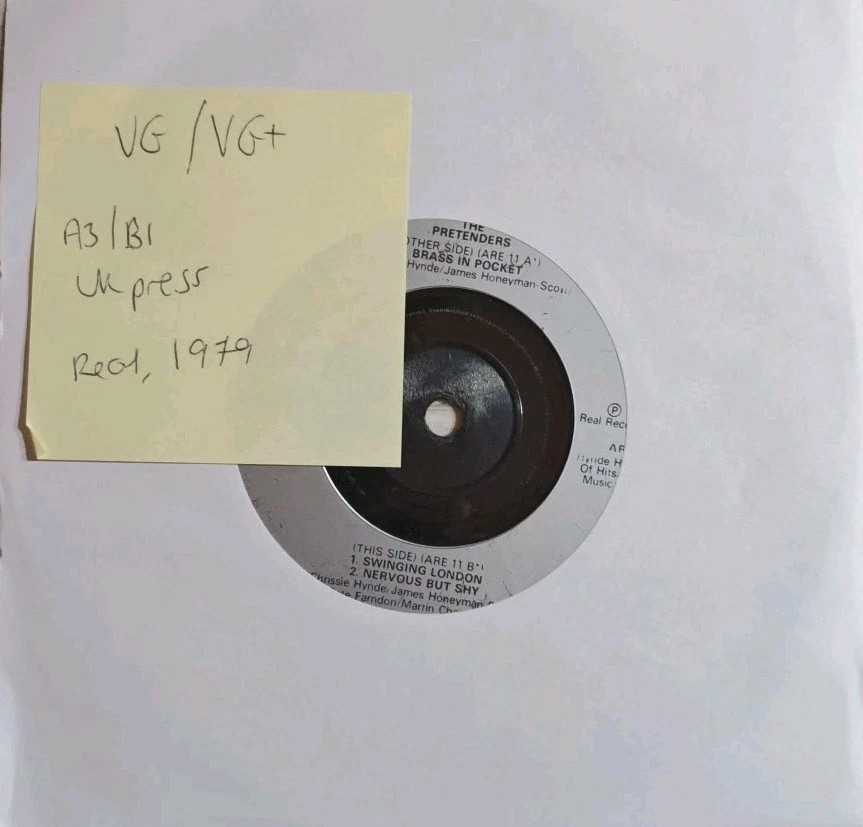The Pretenders Brass In Pocket Vinyl Record 7" VG/VG+ 1979 vinyl record sleeve The Pretenders Brass In Pocket Vinyl Record 7" VG/VG+ 1979 vinyl record sleeve