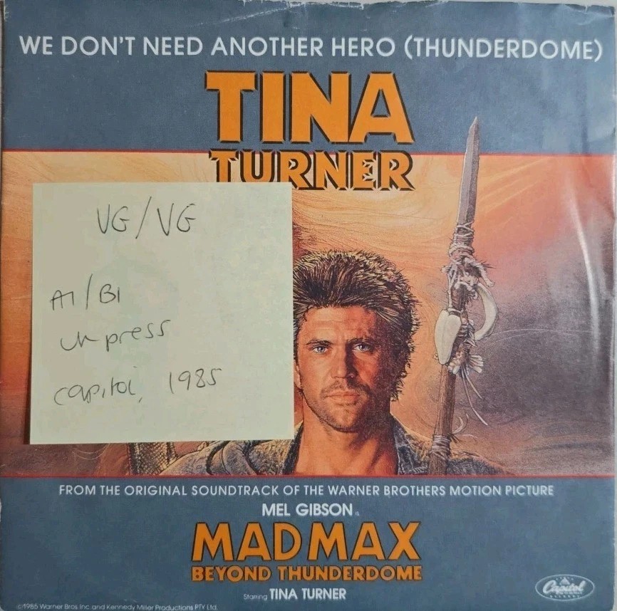 Tina Turner We Don't Need Another Hero Vinyl Record 7" VG/VG CL364 1985 sleeve Tina Turner We Don't Need Another Hero Vinyl Record 7" VG/VG CL364 1985 sleeve