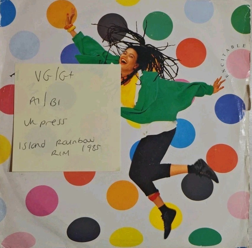 Amazulu Excitable Vinyl Record 7" VG/G+ IS201 1985 vinyl record sleeve Amazulu Excitable Vinyl Record 7" VG/G+ IS201 1985 vinyl record sleeve