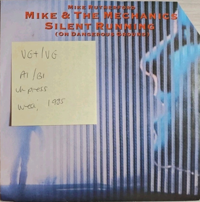 Mike & The Mechanics Silent Running Vinyl Record 7" VG+/VG U8908 1985 vinyl record sleeve Mike & The Mechanics Silent Running Vinyl Record 7" VG+/VG U8908 1985 vinyl record sleeve