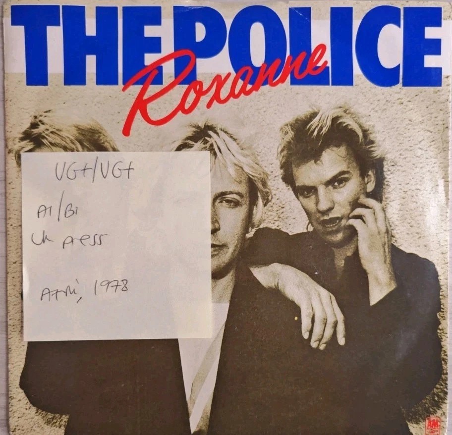The Police Roxanne Vinyl Record 7" VG+/VG+ AMS 7348 1978 sleeve The Police Roxanne Vinyl Record 7" VG+/VG+ AMS 7348 1978 sleeve