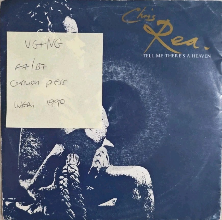 Chris Rea Tell Me There's A Heaven Vinyl Record 7" VG+/VG YZ455 1990 sleeve Chris Rea Tell Me There's A Heaven Vinyl Record 7" VG+/VG YZ455 1990 sleeve