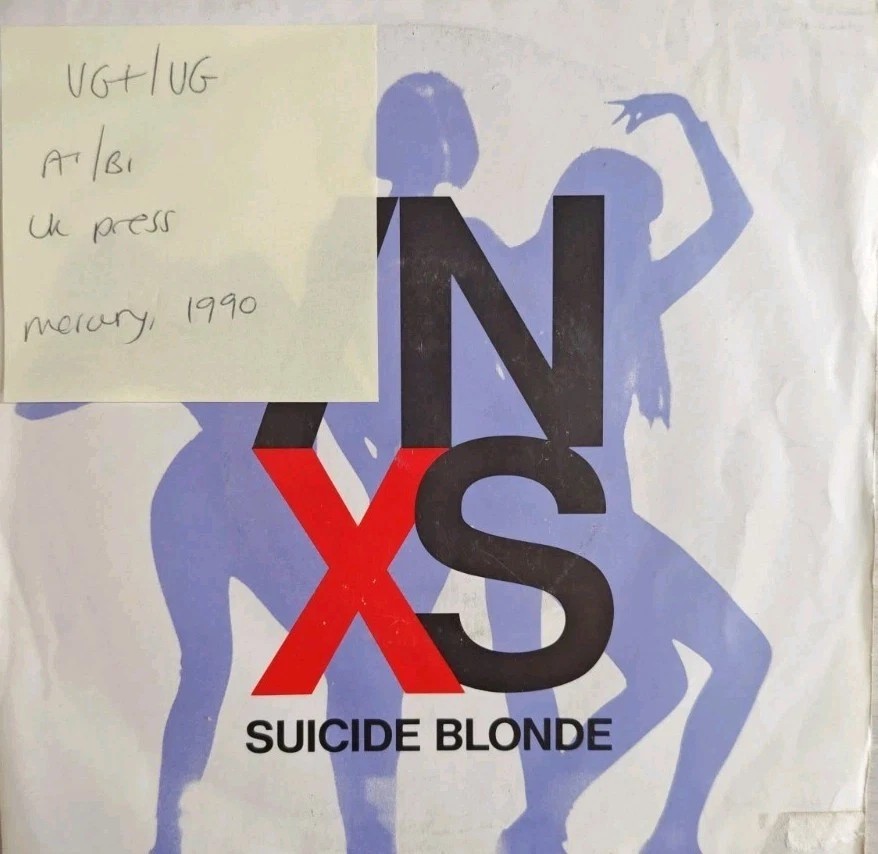 INXS Suicide Blonde Vinyl Record 7" VG+/VG INXS 14 1990 vinyl record sleeve INXS Suicide Blonde Vinyl Record 7" VG+/VG INXS 14 1990 vinyl record sleeve