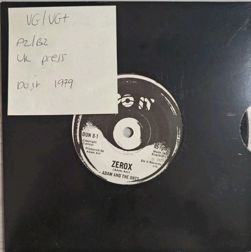 Adam And The Ants Zerox Vinyl Record 7" VG/VG+ DUN 8-1 1979 sleeve Adam And The Ants Zerox Vinyl Record 7" VG/VG+ DUN 8-1 1979 sleeve