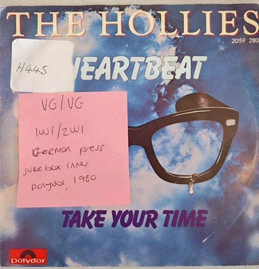 The Hollies Heartbeat Vinyl Record 7" VG/VG 2059280 1980 sleeve The Hollies Heartbeat Vinyl Record 7" VG/VG 2059280 1980 sleeve