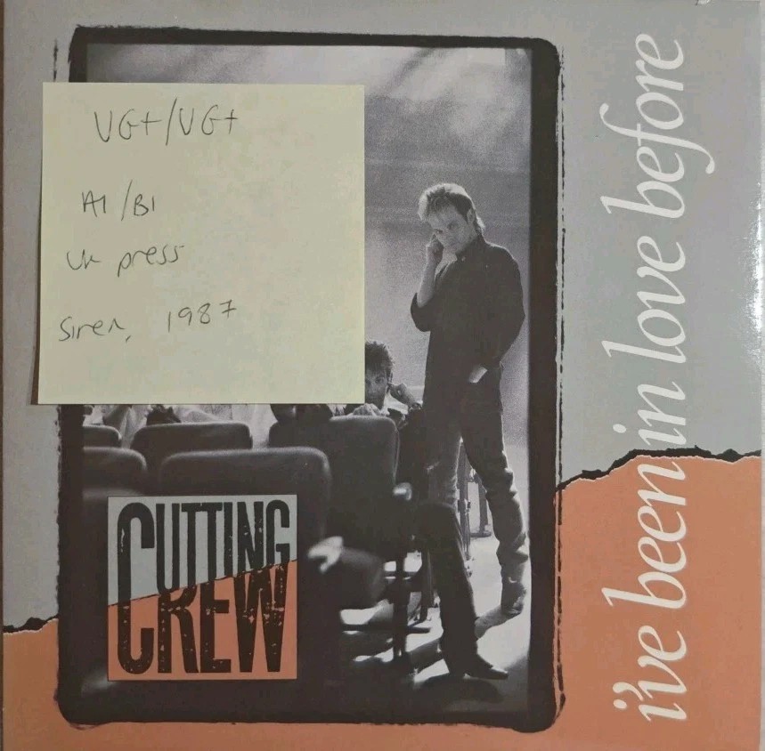 Cutting Crew I've Been In Love Before Vinyl Record 7" VG+/VG+ SRN 29 1987 sleeve Cutting Crew I've Been In Love Before Vinyl Record 7" VG+/VG+ SRN 29 1987 sleeve