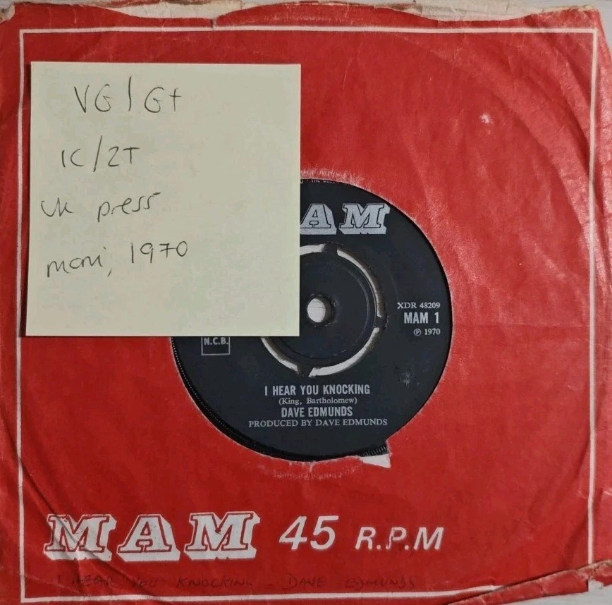 Dave Edmunds' Rockpile I Hear You Knocking Vinyl Record 7" VG/G+ MAM.1 1970 sleeve Dave Edmunds' Rockpile I Hear You Knocking Vinyl Record 7" VG/G+ MAM.1 1970 sleeve