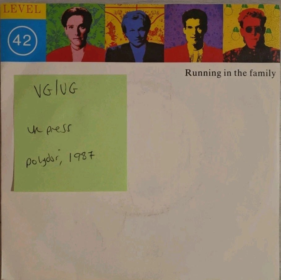 Level 42 Running In The Family Vinyl Record 7" VG/VG POSP 842 sleeve Level 42 Running In The Family Vinyl Record 7" VG/VG POSP 842 sleeve