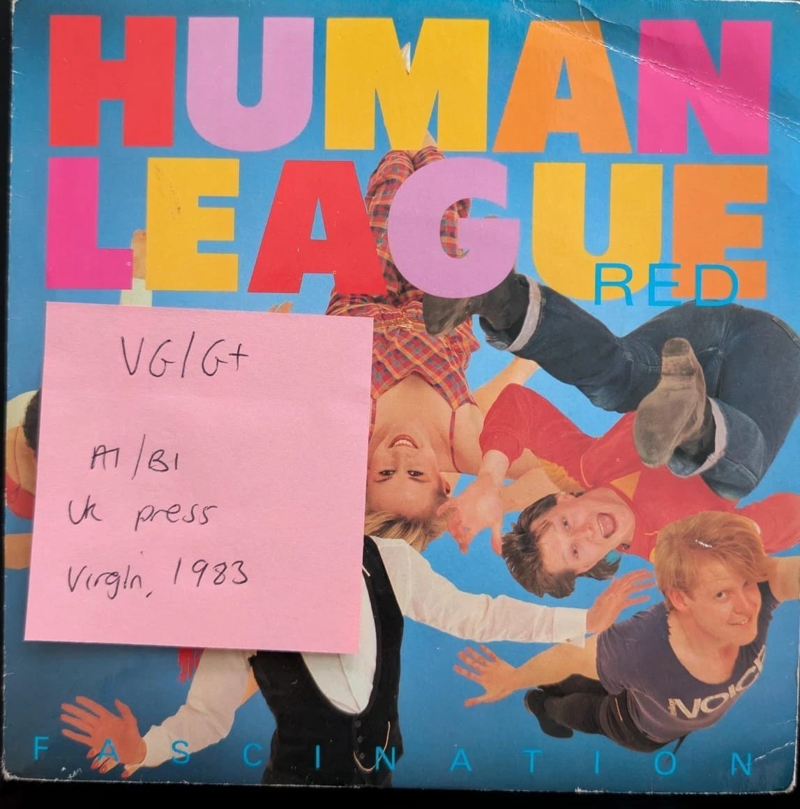 Human League Fascination Vinyl Record 7" VG/G+ VS569 1983 sleeve Human League Fascination Vinyl Record 7" VG/G+ VS569 1983 sleeve