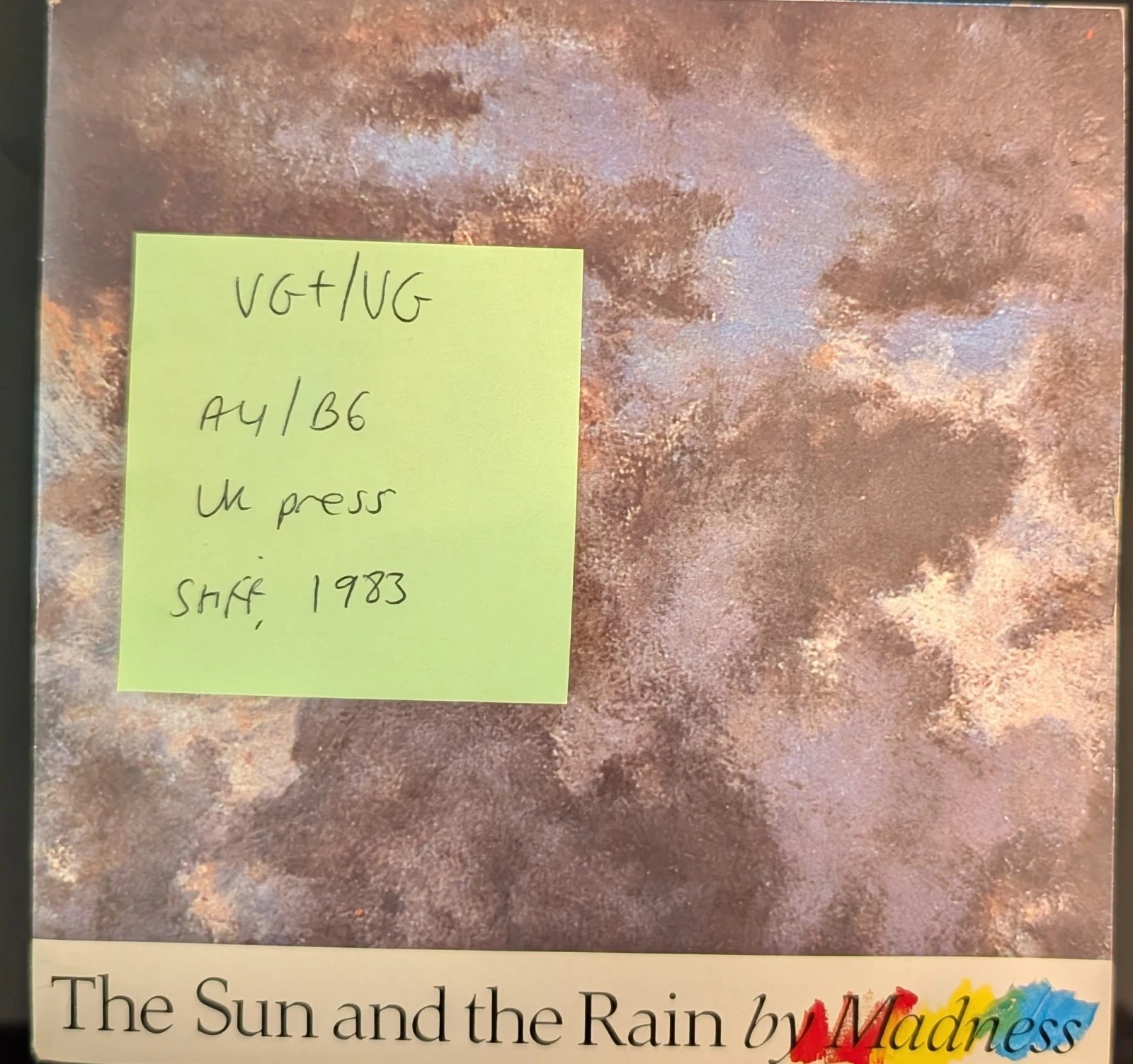 Madness The Sun And The Rain Vinyl Record 7" VG+/VG BUY 192 1983 sleeve Madness The Sun And The Rain Vinyl Record 7" VG+/VG BUY 192 1983 sleeve