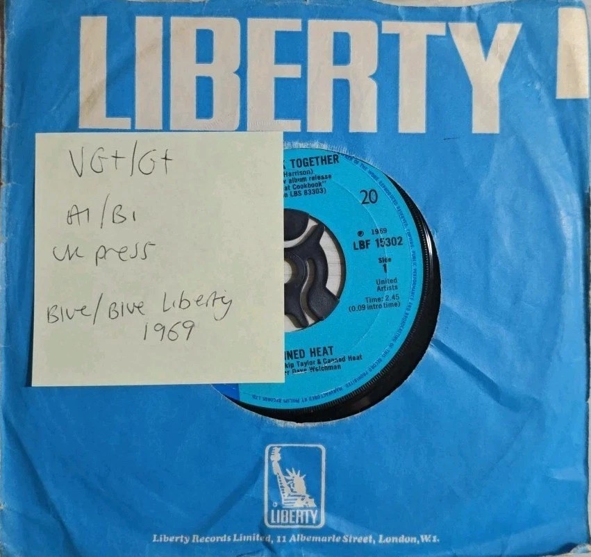 Canned Heat Let's Work Together / I'm Her Man Vinyl Record 7" VG+/G+ LBF 15302 sleeve Canned Heat Let's Work Together / I'm Her Man Vinyl Record 7" VG+/G+ LBF 15302 sleeve