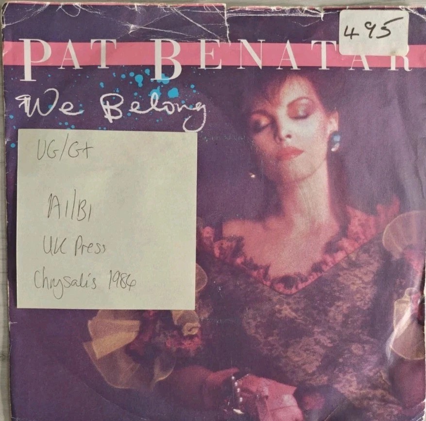Pat Benatar We Belong Vinyl Record 7" VG/G+ CHS2821 1984 sleeve Pat Benatar We Belong Vinyl Record 7" VG/G+ CHS2821 1984 sleeve