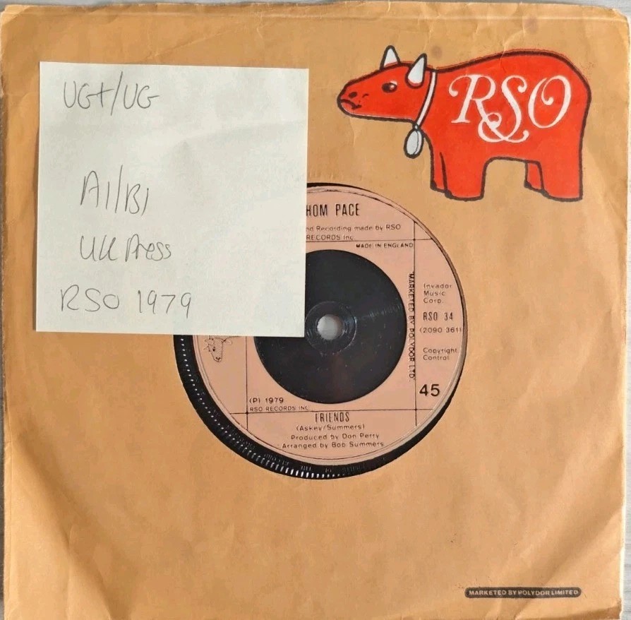 Thom Pace Maybe Vinyl Record 7" VG+/VG RSO 34 1979 sleeve Thom Pace Maybe Vinyl Record 7" VG+/VG RSO 34 1979 sleeve