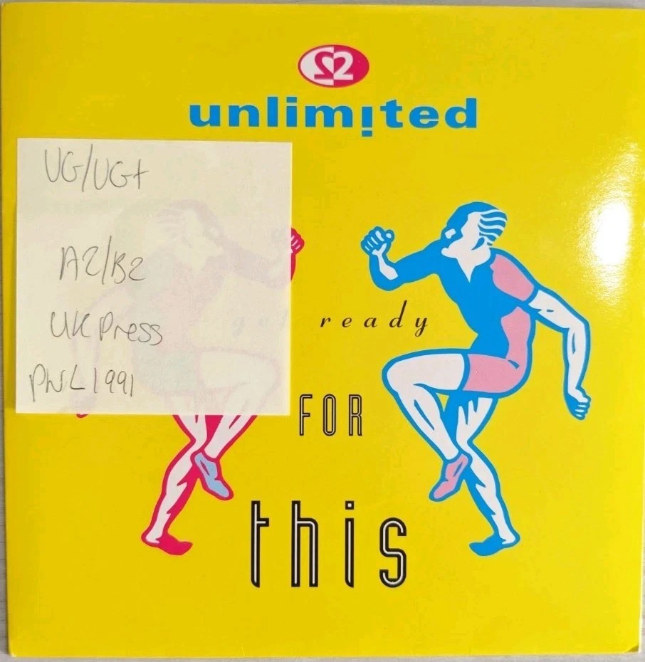 2 Unlimited Get Ready For This Vinyl Record 7" VG/VG+ PWL 206 1991 sleeve 2 Unlimited Get Ready For This Vinyl Record 7" VG/VG+ PWL 206 1991 sleeve