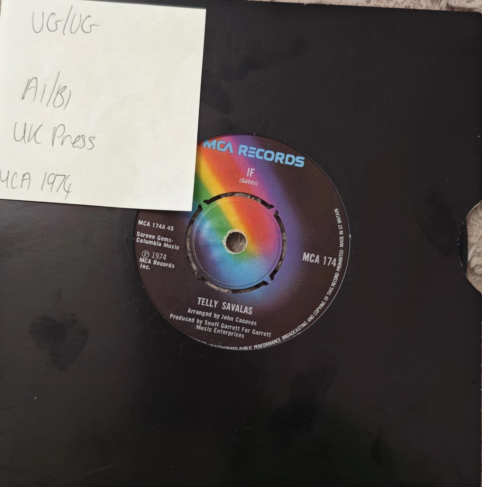 Telly Savalas If Vinyl Record 7" VG/VG MCA174 sleeve Telly Savalas If Vinyl Record 7" VG/VG MCA174 sleeve