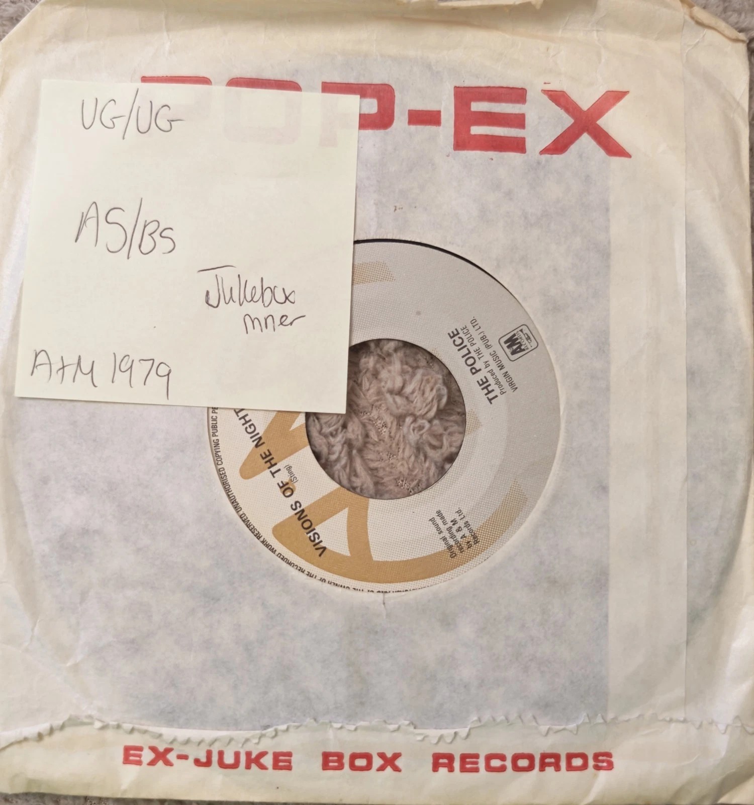 Police Walking On The Moon Vinyl Record 7" VG/VG AMS 7494 1979 sleeve Police Walking On The Moon Vinyl Record 7" VG/VG AMS 7494 1979 sleeve