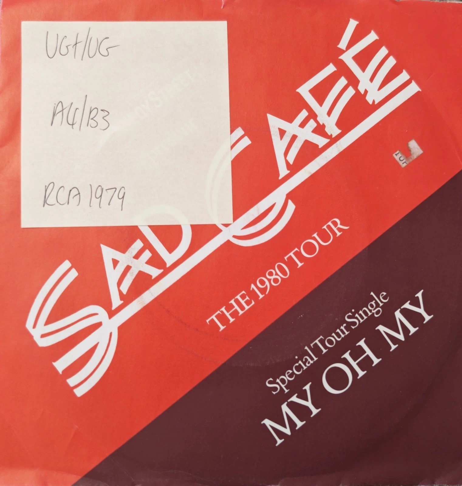 Sade Cafe My Oh My Vinyl Record 7" VG+/VG SAD3 1980 sleeve Sade Cafe My Oh My Vinyl Record 7" VG+/VG SAD3 1980 sleeve
