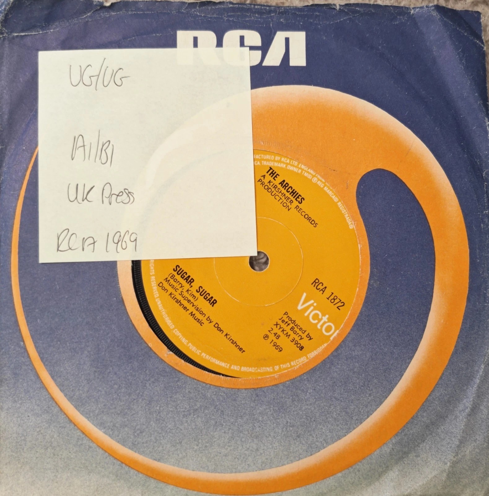 The Archies Sugar Sugar Vinyl Record 7" VG/VG RCA 1872 sleeve The Archies Sugar Sugar Vinyl Record 7" VG/VG RCA 1872 sleeve