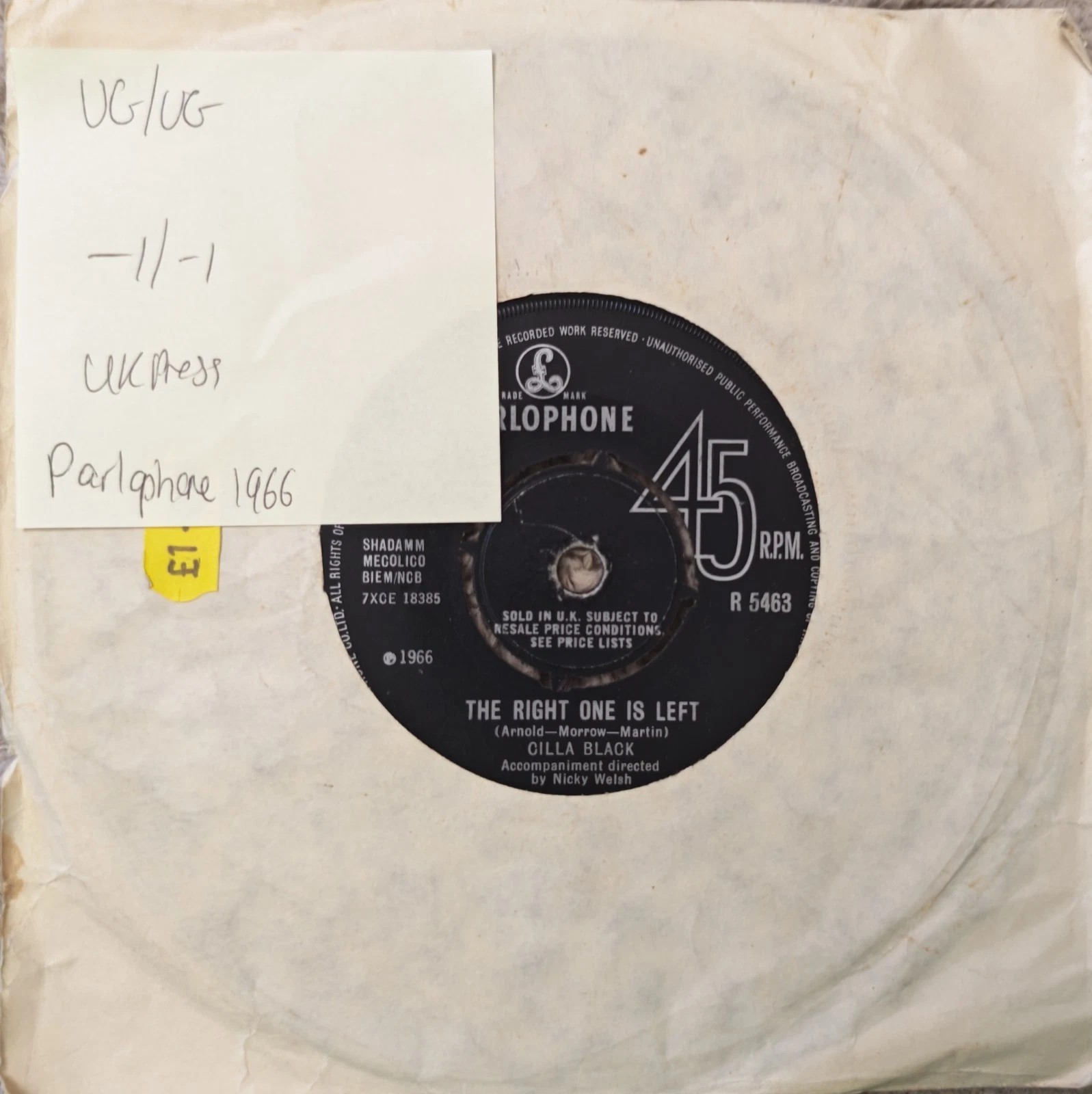 Cilla Black Don't Answer Me Vinyl Record 7" VG/VG R 5463 1966 sleeve Cilla Black Don't Answer Me Vinyl Record 7" VG/VG R 5463 1966 sleeve