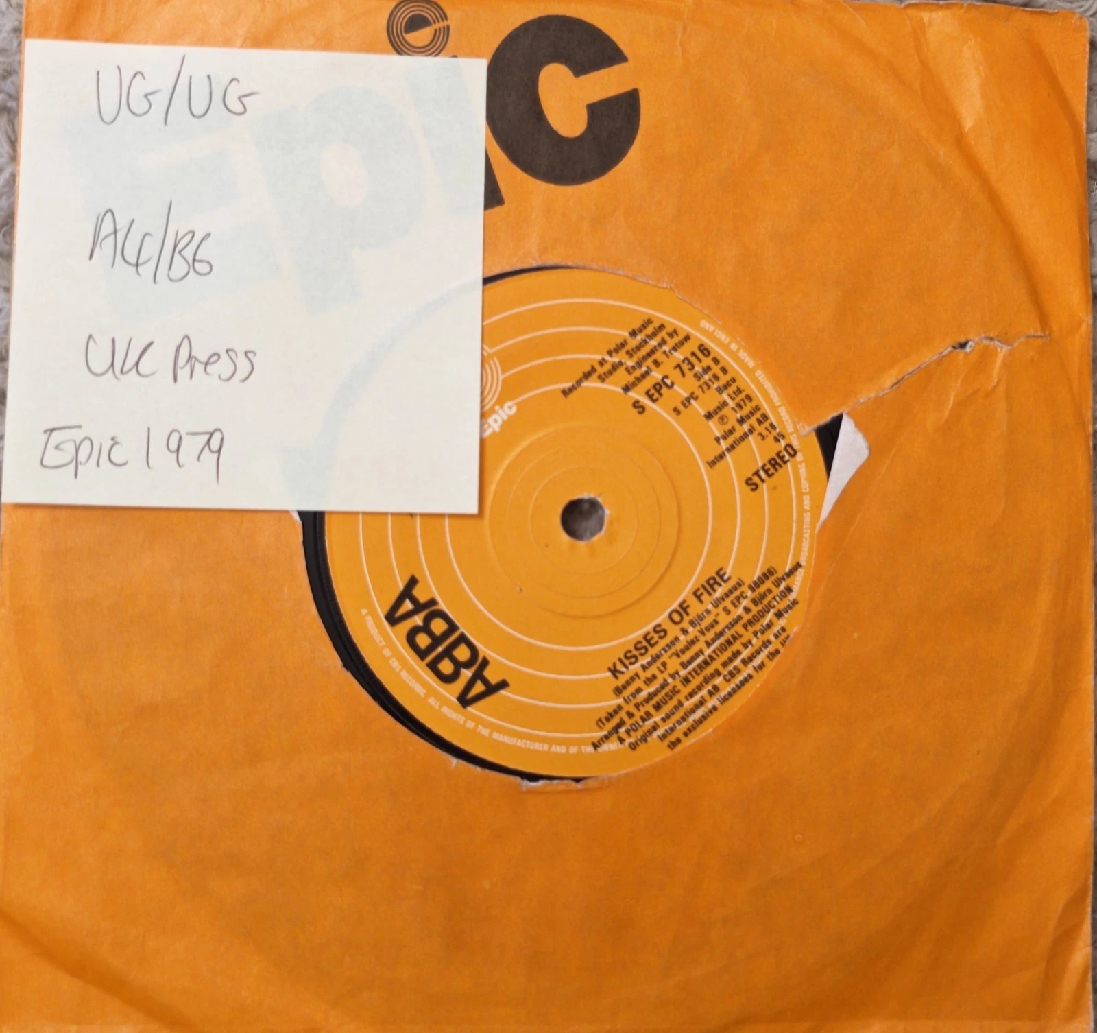 ABBA Does Your Mother Know Vinyl Record 7" VG/VG EPC 7316 1979 sleeve ABBA Does Your Mother Know Vinyl Record 7" VG/VG EPC 7316 1979 sleeve