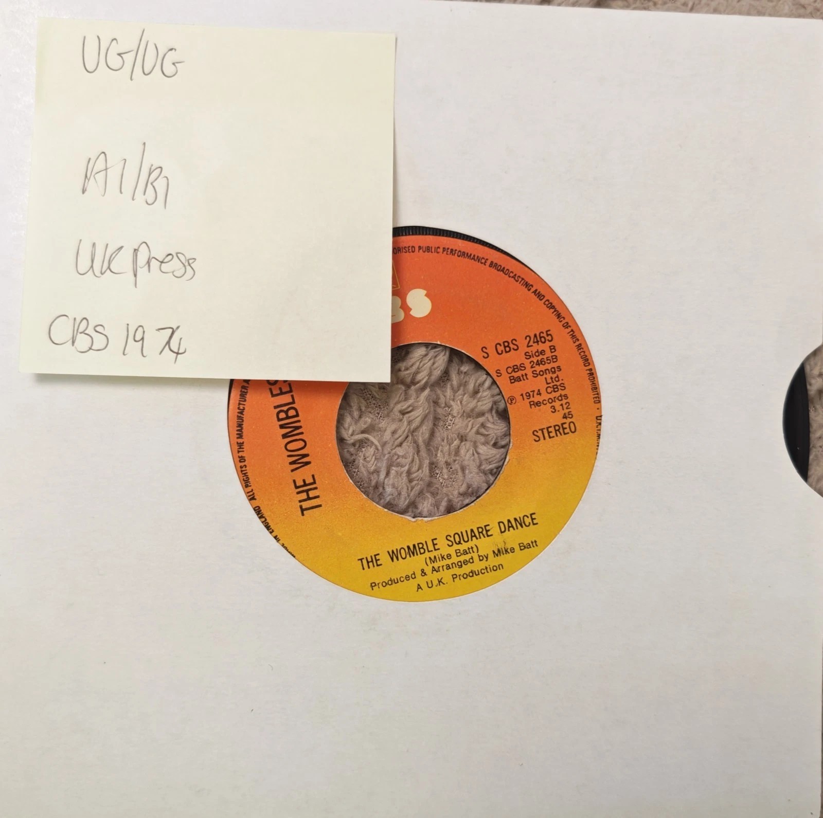 The Wombles Banana Rock Vinyl Record 7" VG/VG CBS2465 1974 sleeve The Wombles Banana Rock Vinyl Record 7" VG/VG CBS2465 1974 sleeve