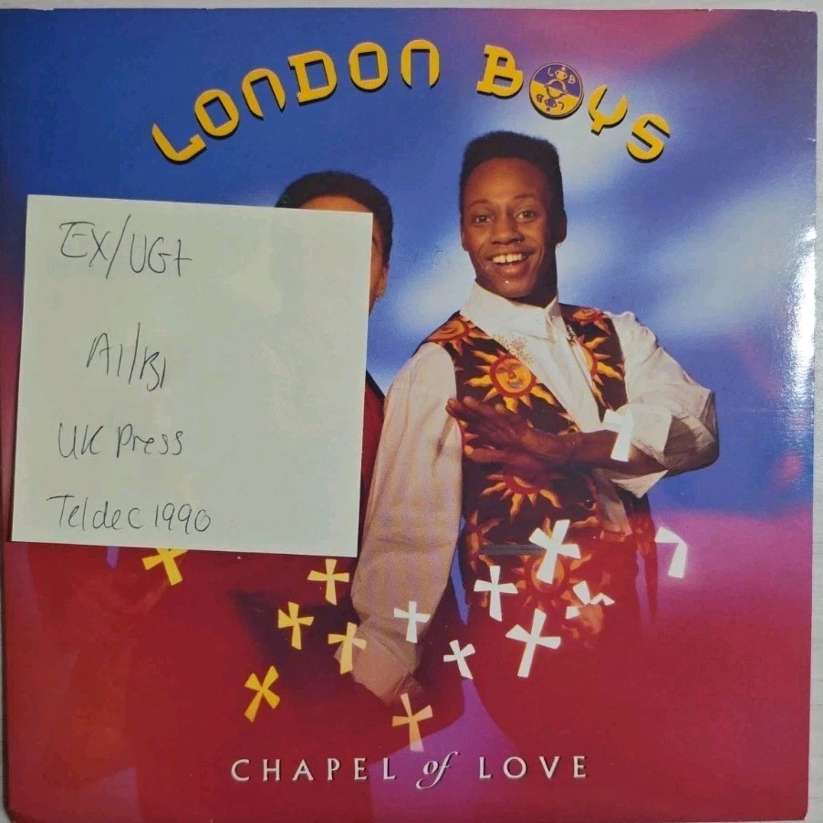 London Boys Chapel Of Love Vinyl Record 7" EX/VG+ YZ458 1990 sleeve London Boys Chapel Of Love Vinyl Record 7" EX/VG+ YZ458 1990 sleeve