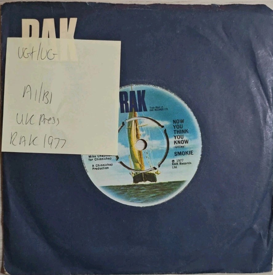 Smokie It's Your Life Vinyl Record 7" VG+/VG RAK 260 1977 sleeve Smokie It's Your Life Vinyl Record 7" VG+/VG RAK 260 1977 sleeve