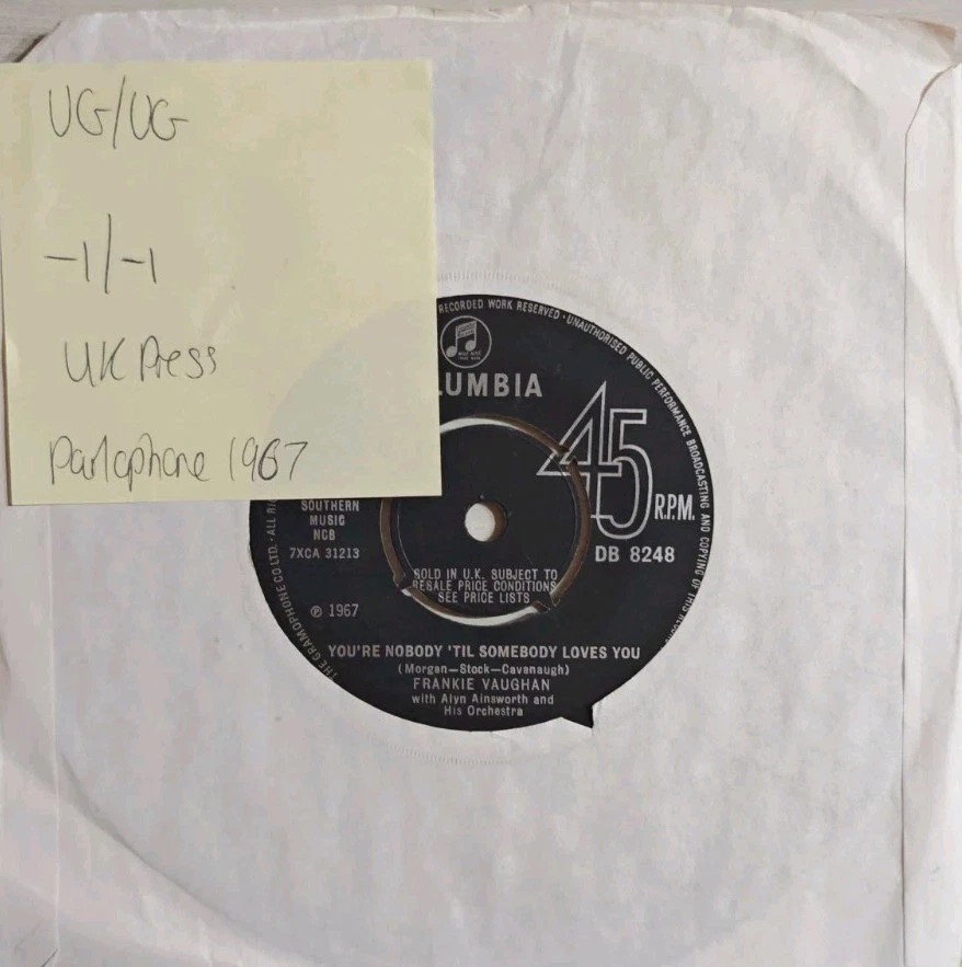 Frankie Vaughan There Must Be A Way Vinyl Record 7" VG/VG DB 8248 sleeve Frankie Vaughan There Must Be A Way Vinyl Record 7" VG/VG DB 8248 sleeve