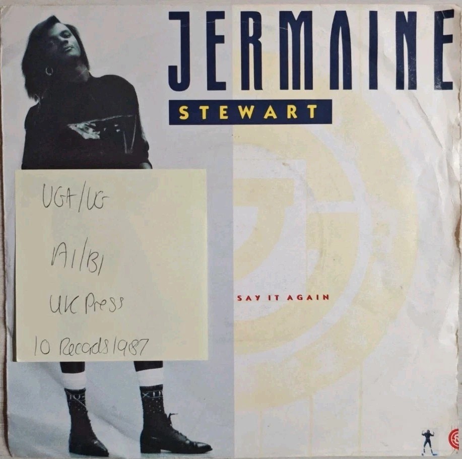 Jermaine Stewart Say It Again Vinyl Record 7" VG+/VG TEN188 1987 sleeve Jermaine Stewart Say It Again Vinyl Record 7" VG+/VG TEN188 1987 sleeve