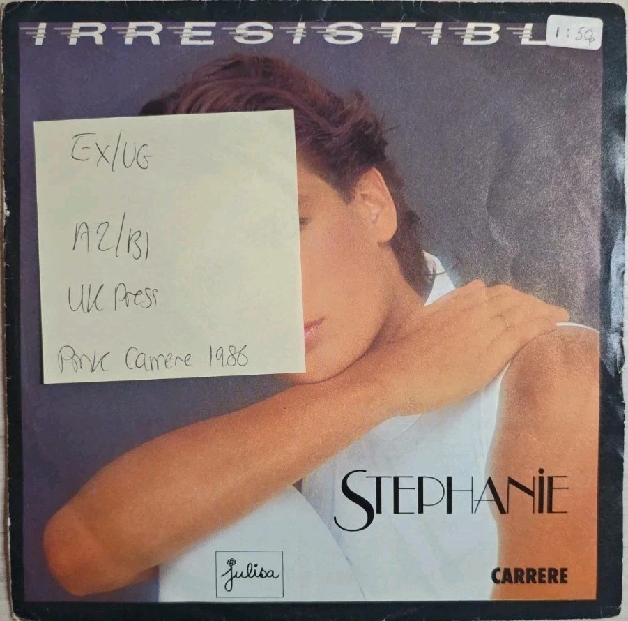 Stephanie Irresistible Vinyl Record 7" EX/VG CAR 388 1986 sleeve Stephanie Irresistible Vinyl Record 7" EX/VG CAR 388 1986 sleeve